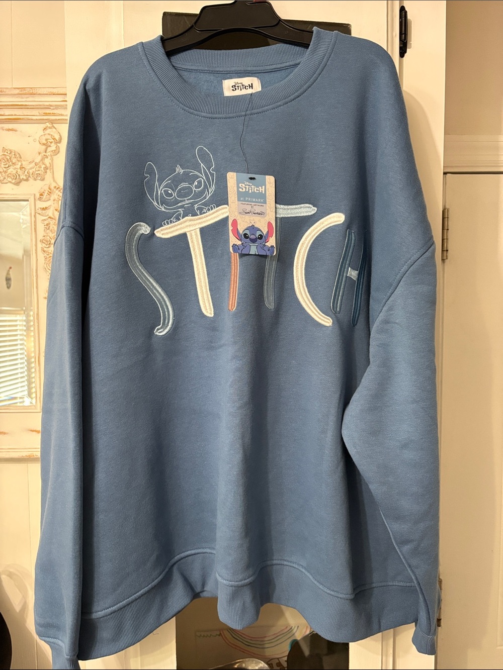 NWT Disney Stitch Dusty Blue Pullover Sweatshirt Mens XL